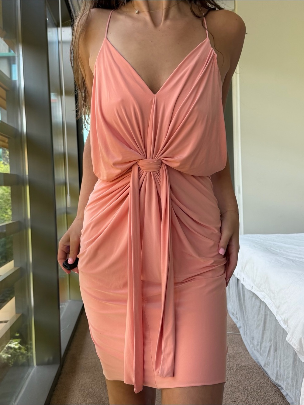 Misa Los Angeles Drape Peach Summer Dress